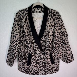 Loeffler Randall Jacket Womens 8 Leopard Print Blazer Office Preppy Chic Classic